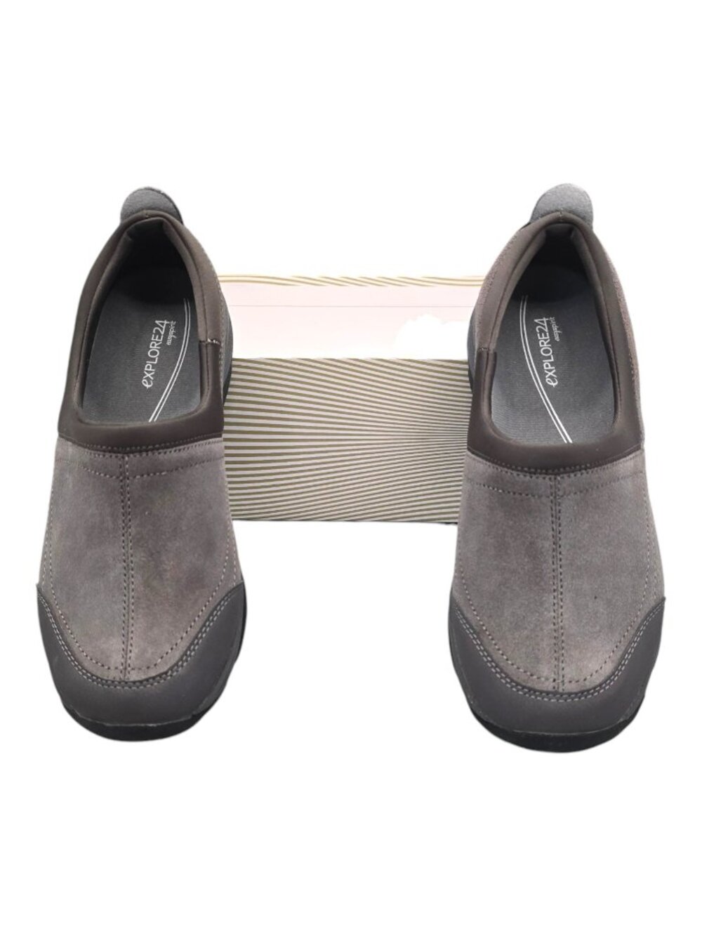 Explore24 Easy Spirit Suede Women's 10W Gray Slip-On Shoes EZ Stretch